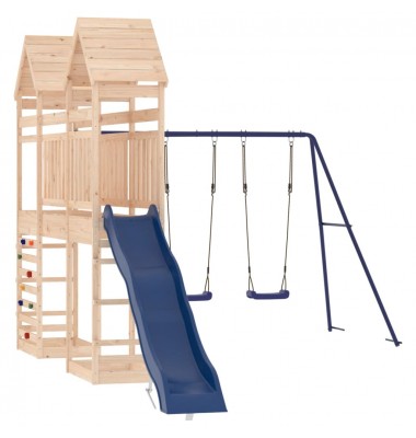  Lauko žaidimų aikštelės komplektas, pušies medienos masyvas - Žaidimų nameliai, batutai, smėlio dėžės - 3