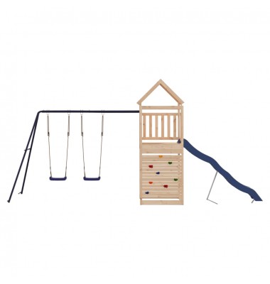  Lauko žaidimų aikštelės komplektas, pušies medienos masyvas - Žaidimų nameliai, batutai, smėlio dėžės - 3