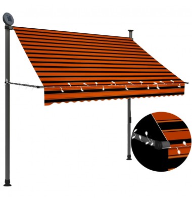  Rankinė ištraukiama markizė su LED, oranžinė ir ruda, 200cm - Markizės terasoms, langams, durims - 1