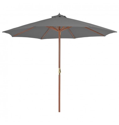  Lauko skėtis su mediniu stulpu, 300 cm, antracito spalvos - Lauko skėčiai, uždangos nuo saulės - 1