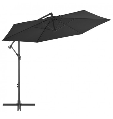 Gembės formos skėtis su aliuminio stulpu, juodos spalvos, 300cm - Lauko skėčiai, uždangos nuo saulės - 1