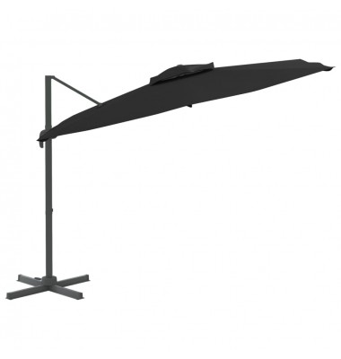  Gembės formos skėtis su dvigubu viršumi, juodas, 400x300cm - Lauko skėčiai, uždangos nuo saulės - 3