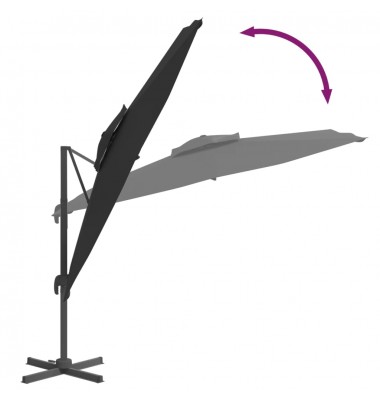  Gembės formos skėtis su dvigubu viršumi, juodas, 400x300cm - Lauko skėčiai, uždangos nuo saulės - 8