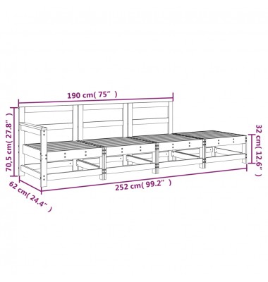  Sodo poilsio baldų komplektas, 4 dalių, pušies medienos masyvas - Moduliniai lauko baldai - 8