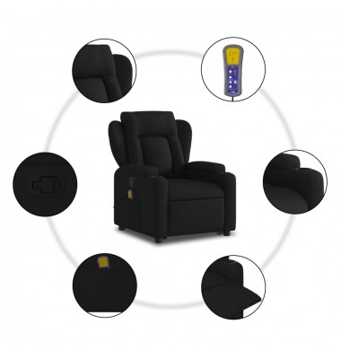  Atsistojantis atlošiamas masažinis krėslas, juodas, audinys - Foteliai, krėslai - 7