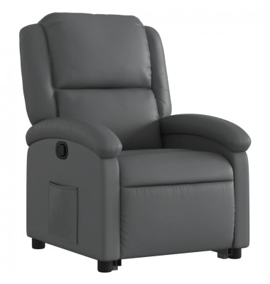  Atsistojantis atlošiamas krėslas, pilkos spalvos, dirbtinė oda - Foteliai, krėslai - 3