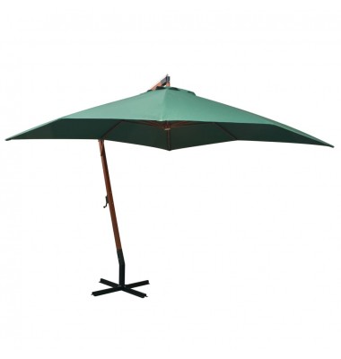  Pakabinamas skėtis nuo saulės, 300x300cm, medin. kotas, žalias - Lauko skėčiai, uždangos nuo saulės - 1