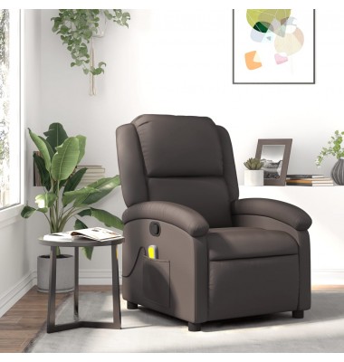  Atlošiamas masažinis krėslas, tamsiai rudos spalvos, tikra oda - Foteliai, krėslai - 1