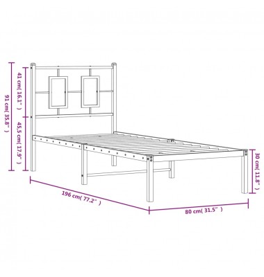  Metalinis lovos rėmas su galvūgaliu, juodos spalvos, 75x190cm - Lovos - 10