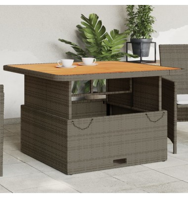  Sodo stalas, pilkas, 110x110x71cm, poliratanas/akacijos mediena - Lauko stalai, staliukai - 1