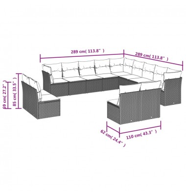  Sodo komplektas su pagalvėlėmis, 13 dalių, pilkas, poliratanas - Lauko baldų komplektai - 3
