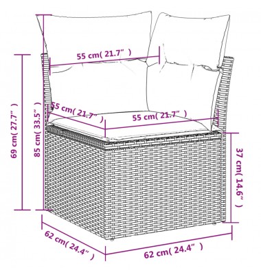  Sofos komplektas su pagalvėlėmis, 5 dalių, pilkas, poliratanas - Lauko baldų komplektai - 9