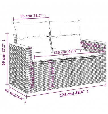  Sofos komplektas su pagalvėlėmis, 6 dalių, pilkas, poliratanas - Lauko baldų komplektai - 8