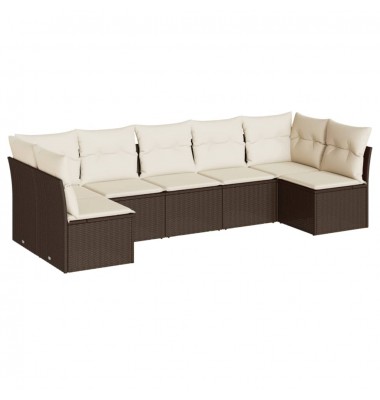  Sofos komplektas su pagalvėlėmis, 7 dalių, rudas, poliratanas - Lauko baldų komplektai - 2