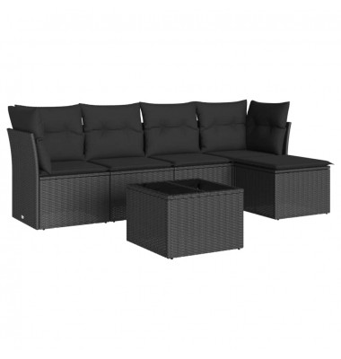  Sofos komplektas su pagalvėlėmis, 6 dalių, juodas, poliratanas - Lauko baldų komplektai - 2