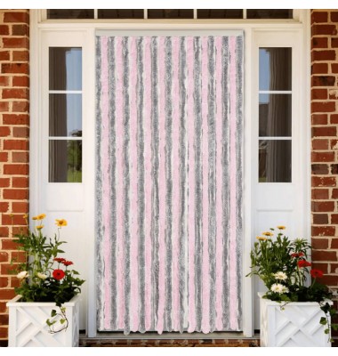 Užuolaida nuo musių, pilka ir rožinė, 90x220cm šenilis - Tinkleliai langams ir durims - 1