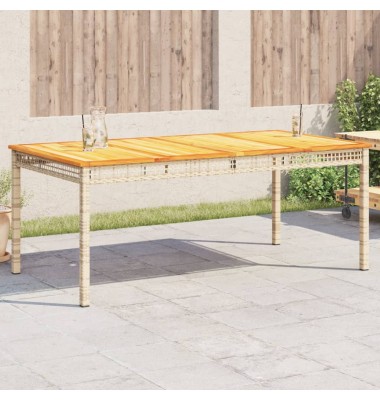 Sodo stalas, smėlio, 180x90x75cm, poliratanas/akacijos mediena - Lauko stalai, staliukai - 1