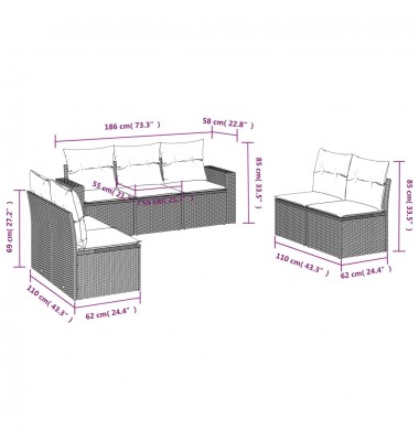  Sofos komplektas su pagalvėlėmis, 7 dalių, juodas, poliratanas - Lauko baldų komplektai - 3