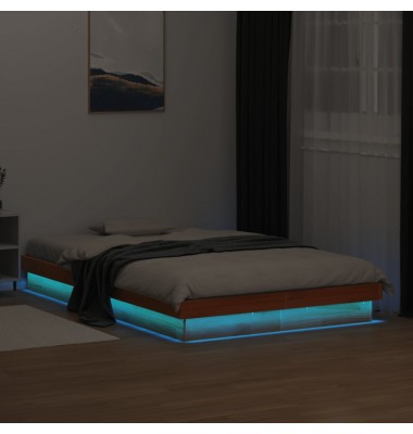  LED lovos rėmas, vaško rudas, 140x200cm, pušies masyvas - Lovos - 5