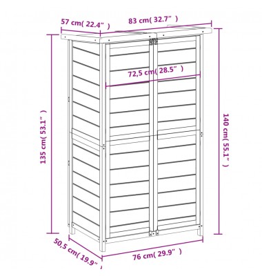  Sodo pašiūrė įrankiams, ruda, 83x57x140cm, pušies masyvas - Lauko sandėliukai, nameliai, stoginės - 8