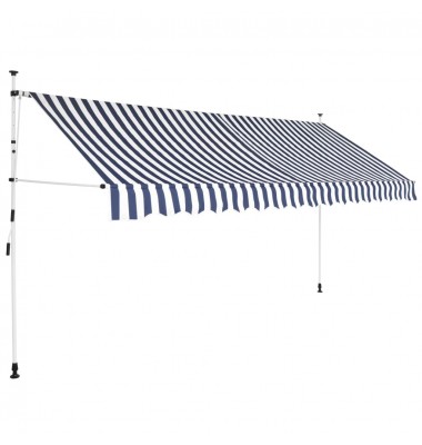  Rankiniu būdu ištraukiama markizė, mėlyni/balti dryžiai, 400cm - Markizės terasoms, langams, durims - 1