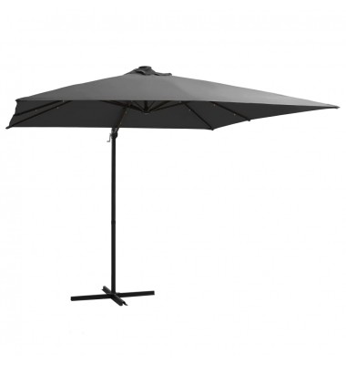  Gembinis skėtis su LED/plieniniu stulpu, antracito, 250x250cm - Lauko skėčiai, uždangos nuo saulės - 1