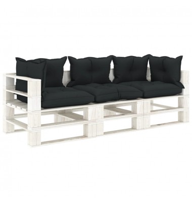  Trivietė sodo sofa iš palečių su antracito pagalvėmis, mediena - Lauko sofos, lovos - 1