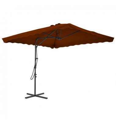  Lauko skėtis su plieniniu stulpu, terakota, 250x250x230cm - Lauko skėčiai, uždangos nuo saulės - 1
