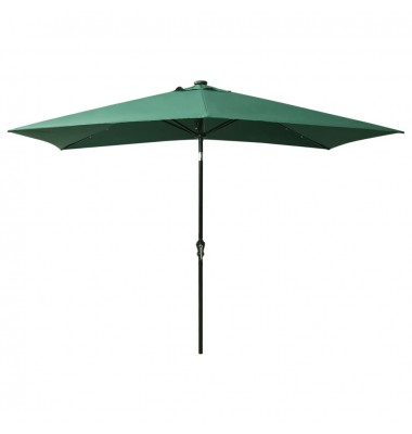  Skėtis nuo saulės su LED ir plieno stulpu, žalias, 2x3m - Lauko skėčiai, uždangos nuo saulės - 3