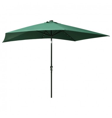  Skėtis nuo saulės su LED ir plieno stulpu, žalias, 2x3m - Lauko skėčiai, uždangos nuo saulės - 4