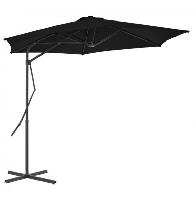  Lauko skėtis su plieniniu stulpu, juodos spalvos, 300x230cm - Lauko skėčiai, uždangos nuo saulės - 1