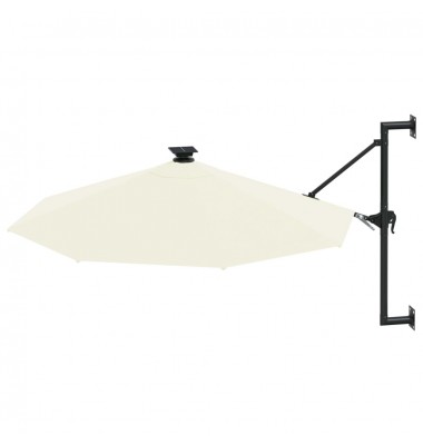 Prie sienos montuojamas skėtis su LED/stulpu, smėlio, 300cm - Lauko skėčiai, uždangos nuo saulės - 3