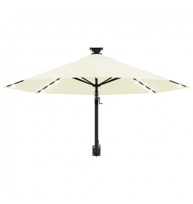  Prie sienos montuojamas skėtis su LED/stulpu, smėlio, 300cm - Lauko skėčiai, uždangos nuo saulės - 4