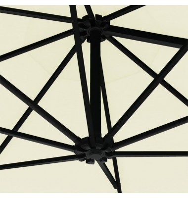 Prie sienos montuojamas skėtis su LED/stulpu, smėlio, 300cm - Lauko skėčiai, uždangos nuo saulės - 8