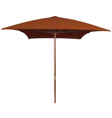  Lauko skėtis su mediniu stulpu, terakota spalvos, 200x300cm - Lauko skėčiai, uždangos nuo saulės - 1