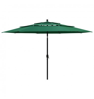 Skėtis nuo saulės su aliuminiu stulpu, žalias, 3,5m, 3 aukščių - Lauko skėčiai, uždangos nuo saulės - 1