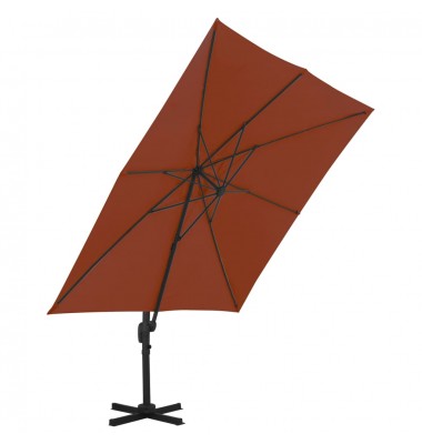  Gembės formos skėtis su aliuminio stulpu, terakota, 300x300cm - Lauko skėčiai, uždangos nuo saulės - 3