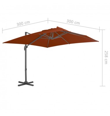  Gembės formos skėtis su aliuminio stulpu, terakota, 300x300cm - Lauko skėčiai, uždangos nuo saulės - 8