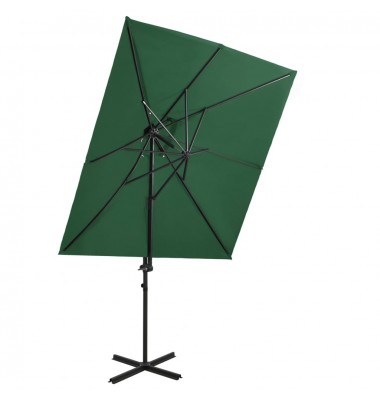  Gembinis skėtis su dvigubu viršumi, žalios spalvos, 250x250cm - Lauko skėčiai, uždangos nuo saulės - 1