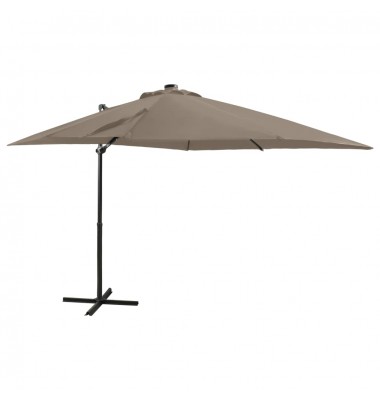  Gembinis skėtis su stulpu ir LED lemputėmis, taupe, 250cm - Lauko skėčiai, uždangos nuo saulės - 1