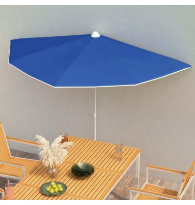  Pusapvalis sodo skėtis su stulpu, tamsiai mėlynas, 180x90cm - Lauko skėčiai, uždangos nuo saulės - 1