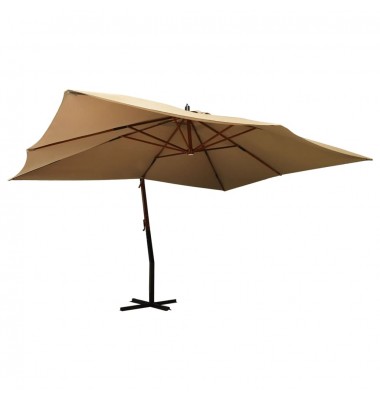  Gembinis skėtis su mediniu stulpu, taupe spalvos, 400x300cm - Lauko skėčiai, uždangos nuo saulės - 1