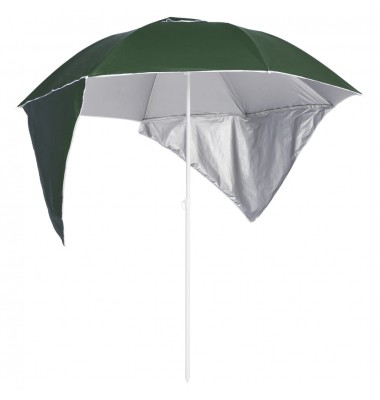  Paplūdimio skėtis su šoninėmis sienomis, žalias, 215cm - Lauko skėčiai, uždangos nuo saulės - 1