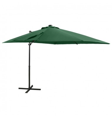  Gembinis skėtis su stulpu ir LED lemputėmis, žalias, 250cm - Lauko skėčiai, uždangos nuo saulės - 1