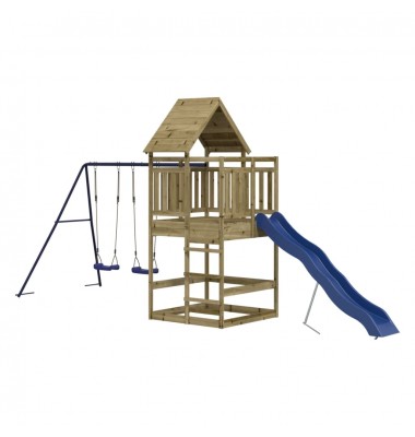  Lauko žaidimų aikštelės komplektas, impregnuota pušies mediena - Žaidimų nameliai, batutai, smėlio dėžės - 4