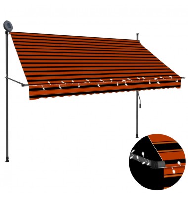  Rankinė ištraukiama markizė su LED, oranžinė ir ruda, 250cm - Markizės terasoms, langams, durims - 1
