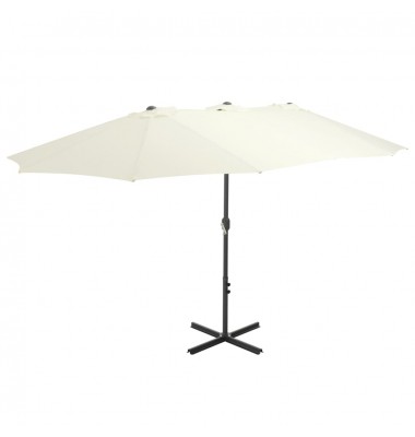  Lauko skėtis su aliuminio stulpu, smėlio sp., 460x270 cm - Lauko skėčiai, uždangos nuo saulės - 1