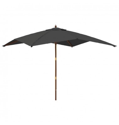  Sodo skėtis su mediniu stulpu, antracito spalvos, 300x300x273cm - Lauko skėčiai, uždangos nuo saulės - 2