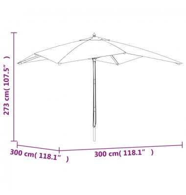  Sodo skėtis su mediniu stulpu, antracito spalvos, 300x300x273cm - Lauko skėčiai, uždangos nuo saulės - 7