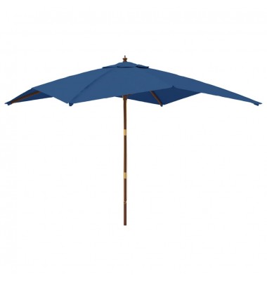  Sodo skėtis su mediniu stulpu, tamsiai mėlynas, 300x300x273cm - Lauko skėčiai, uždangos nuo saulės - 2
